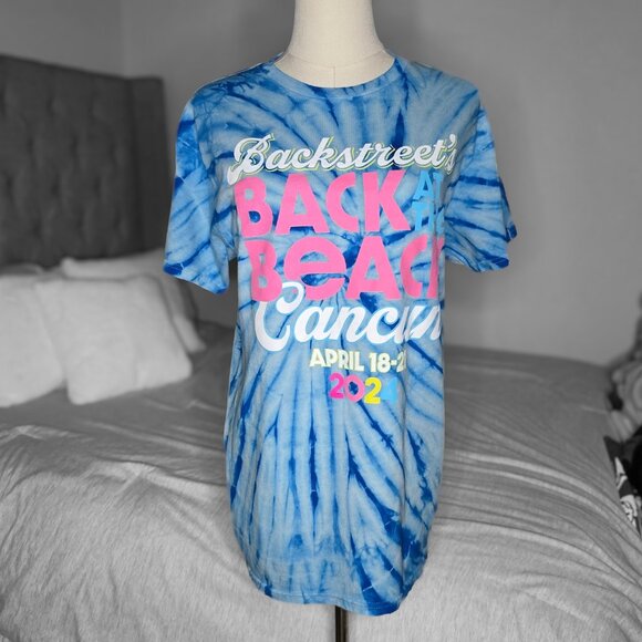 NWOT Backstreet Boys Cancun 2024 Concert Tie-Dye Short Sleeve Crewneck Tee Shirt - Picture 3 of 8